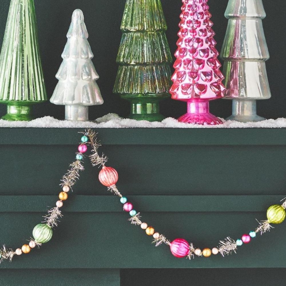 Vintage Pastel Tinsel Traditional Glass Garland - Picture 13 of 16